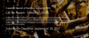 Canadian Journal of Buddhist Studies: Call for Papers — Edition 13 (2018)